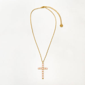Cross Pendant (Blush) - Gold